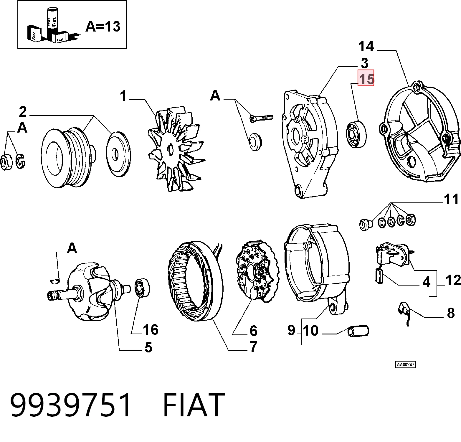 Cojinete de alternador Fiat Scudo  (1996-2006)