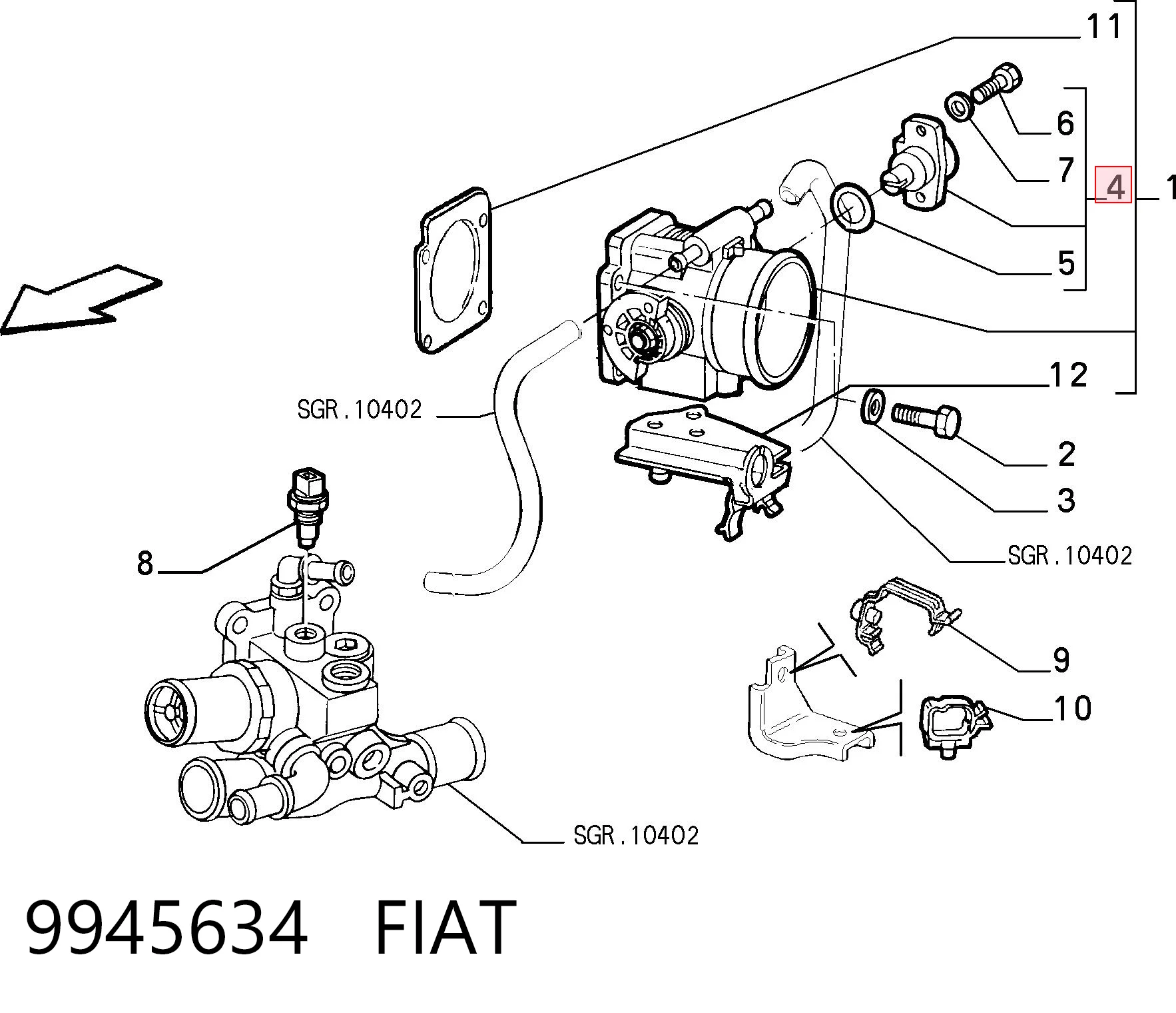 9945634 Fiat/Alfa/Lancia Sensor de posición del acelerador