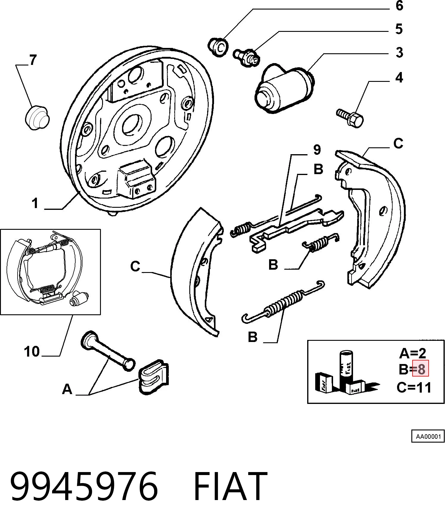Kit de montaje de zapatas de freno traseras para Fiat Punto 188