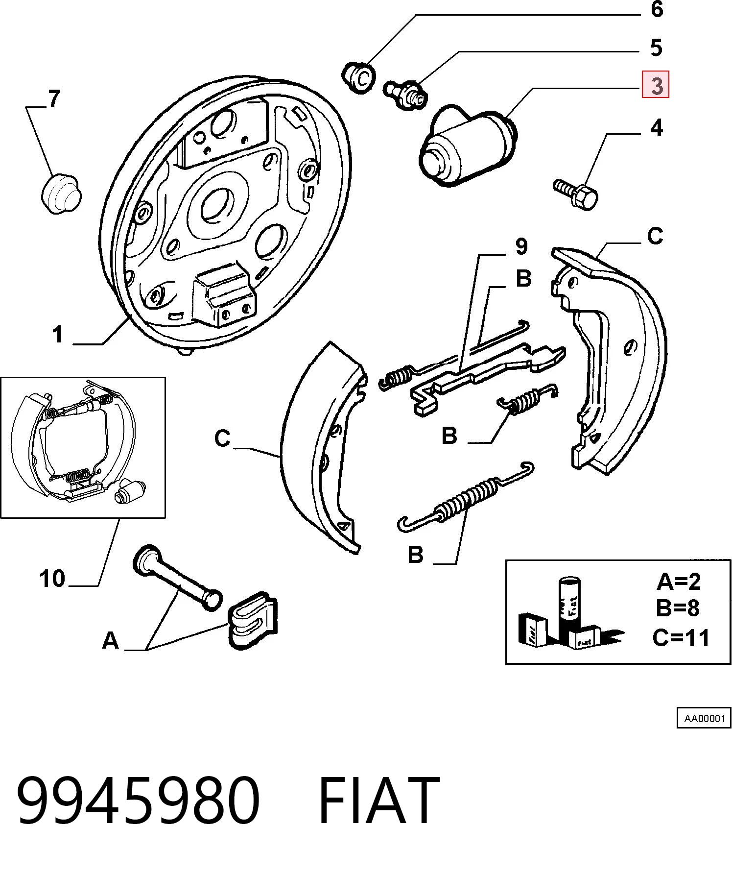 9945980 Fiat/Alfa/Lancia Cilindro de freno de rueda trasera