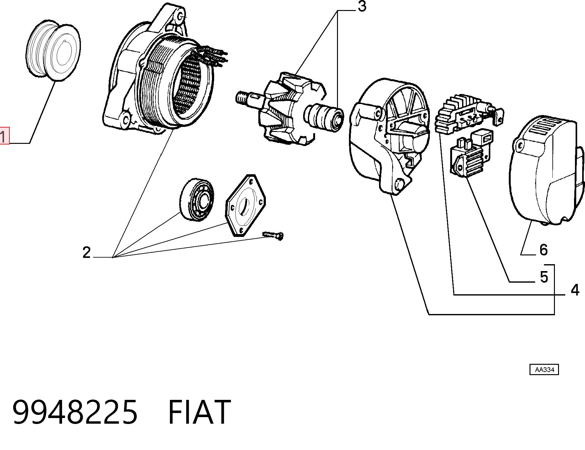 9948225 Fiat/Alfa/Lancia Rueda libre alternador 