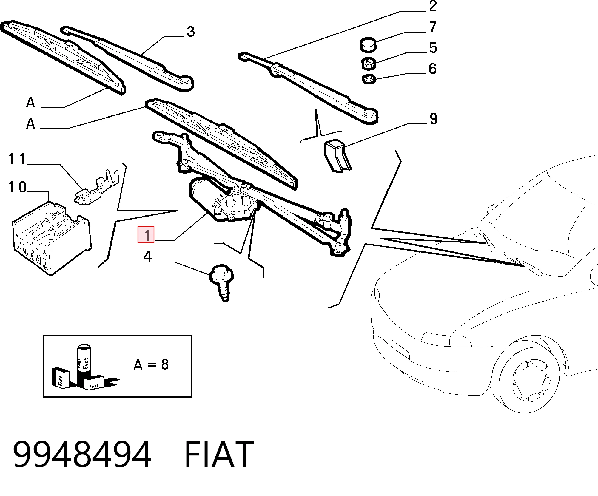 Motor del limpiaparabrisas Fiat Punto I hatchback comprar en España