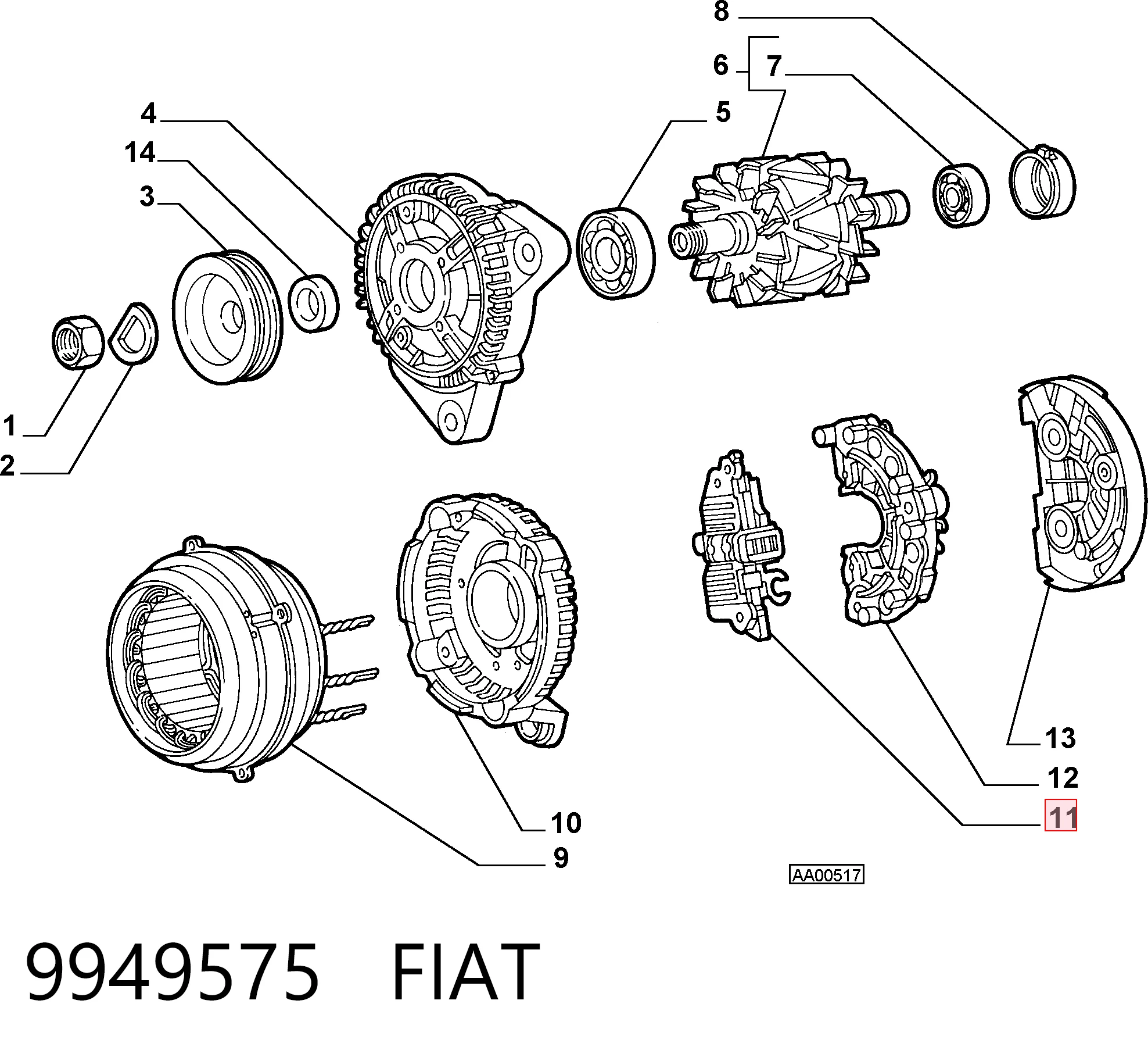 Relé de alternador de carga Fiat Linea  (323)