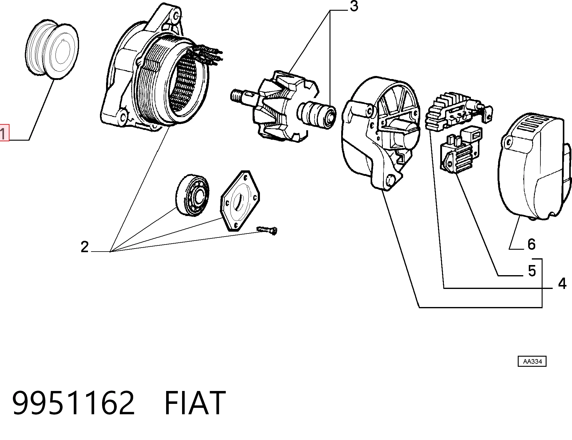 Polea libre del alternador Fiat Bravo II (198)