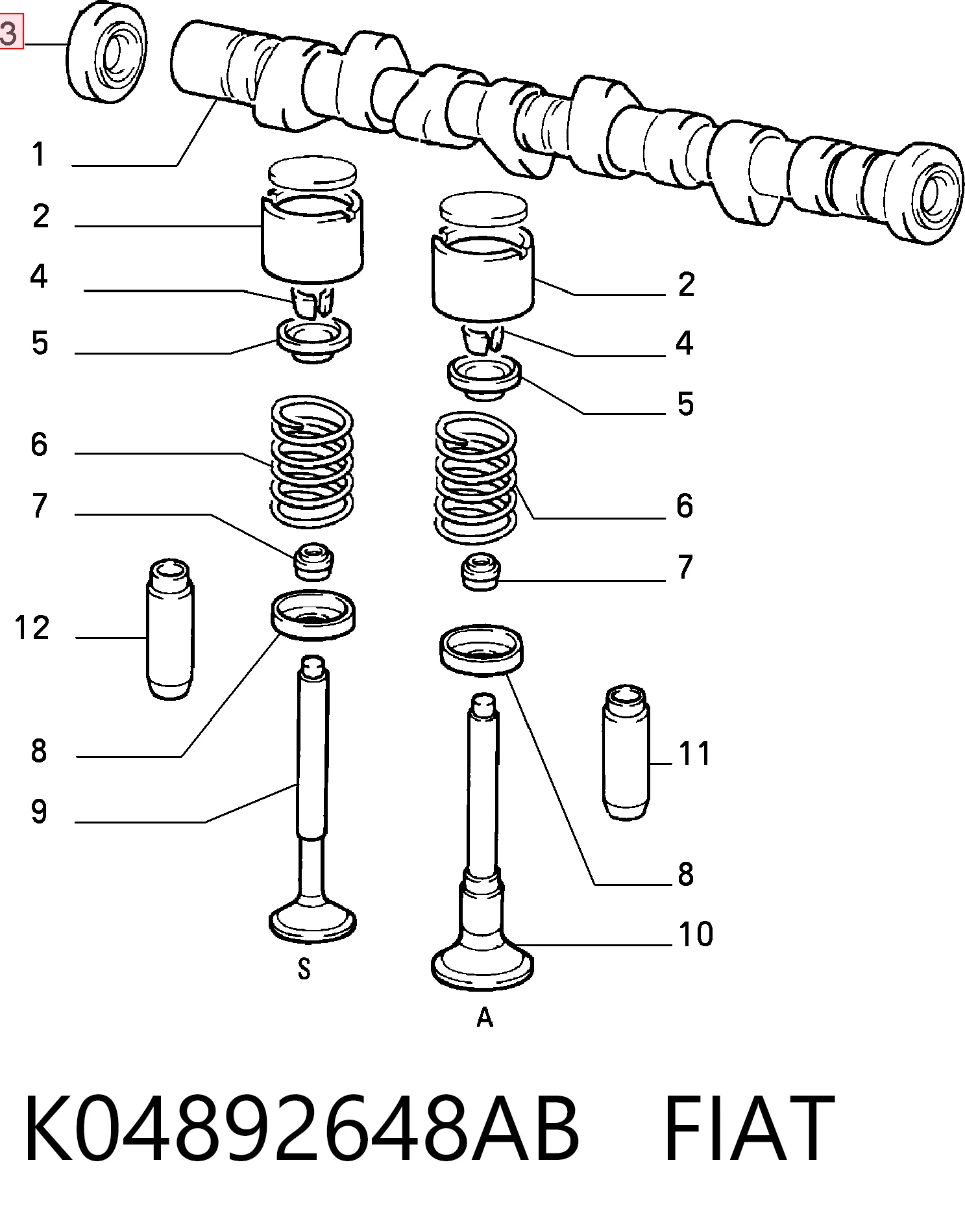 Retén del árbol de levas K04892648AB FIAT