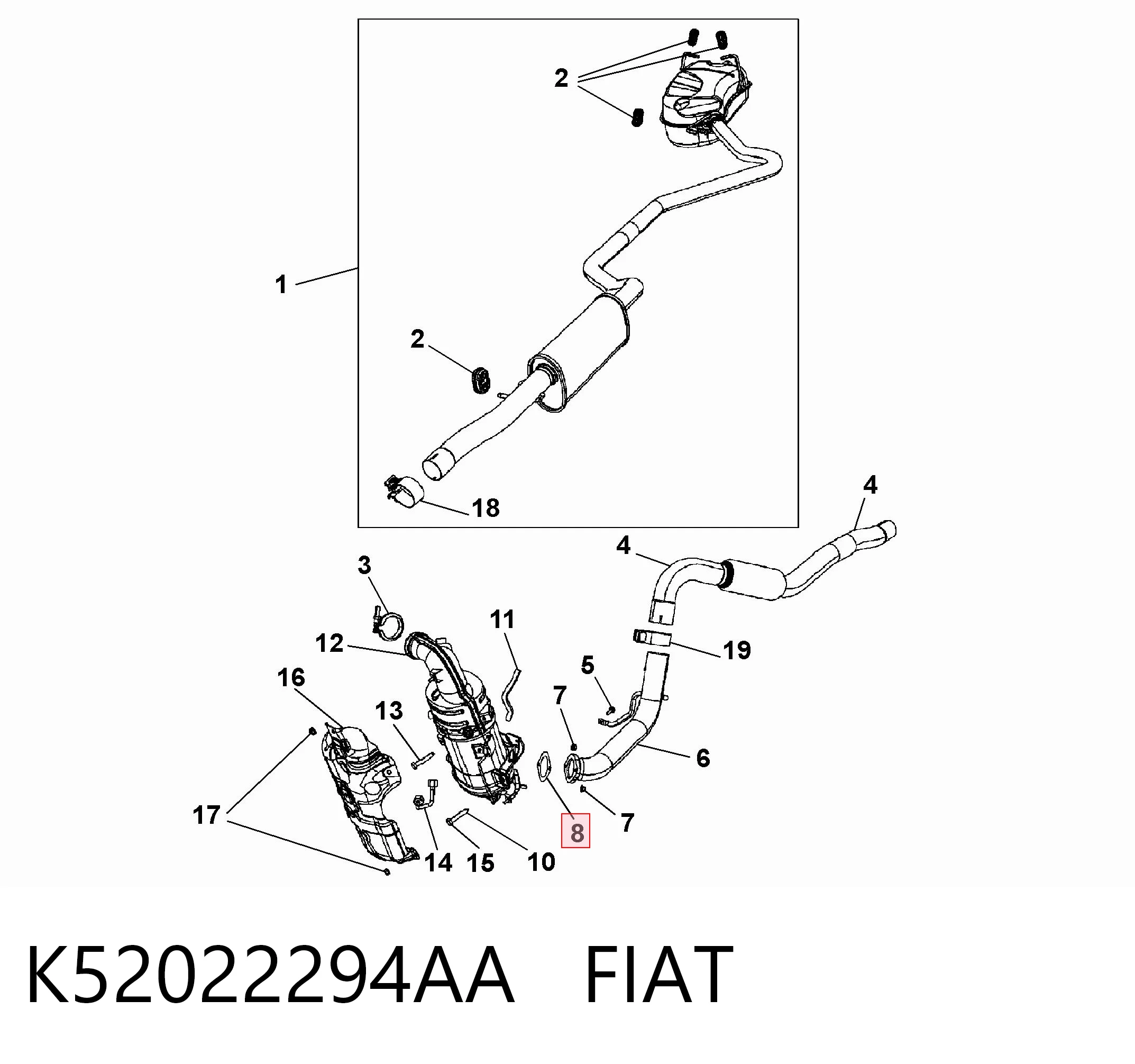 Junta de sistema de escape para Fiat Doblo II 263