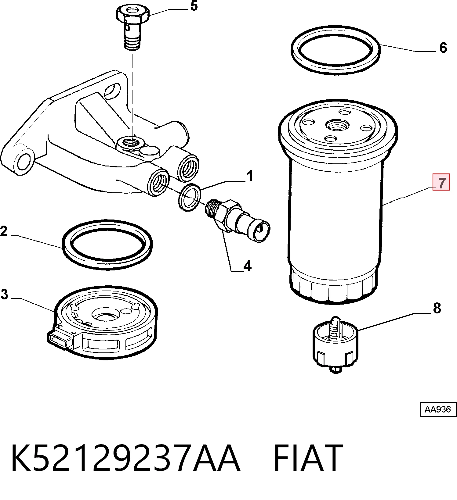 Filtro de combustible K52129237AA FIAT