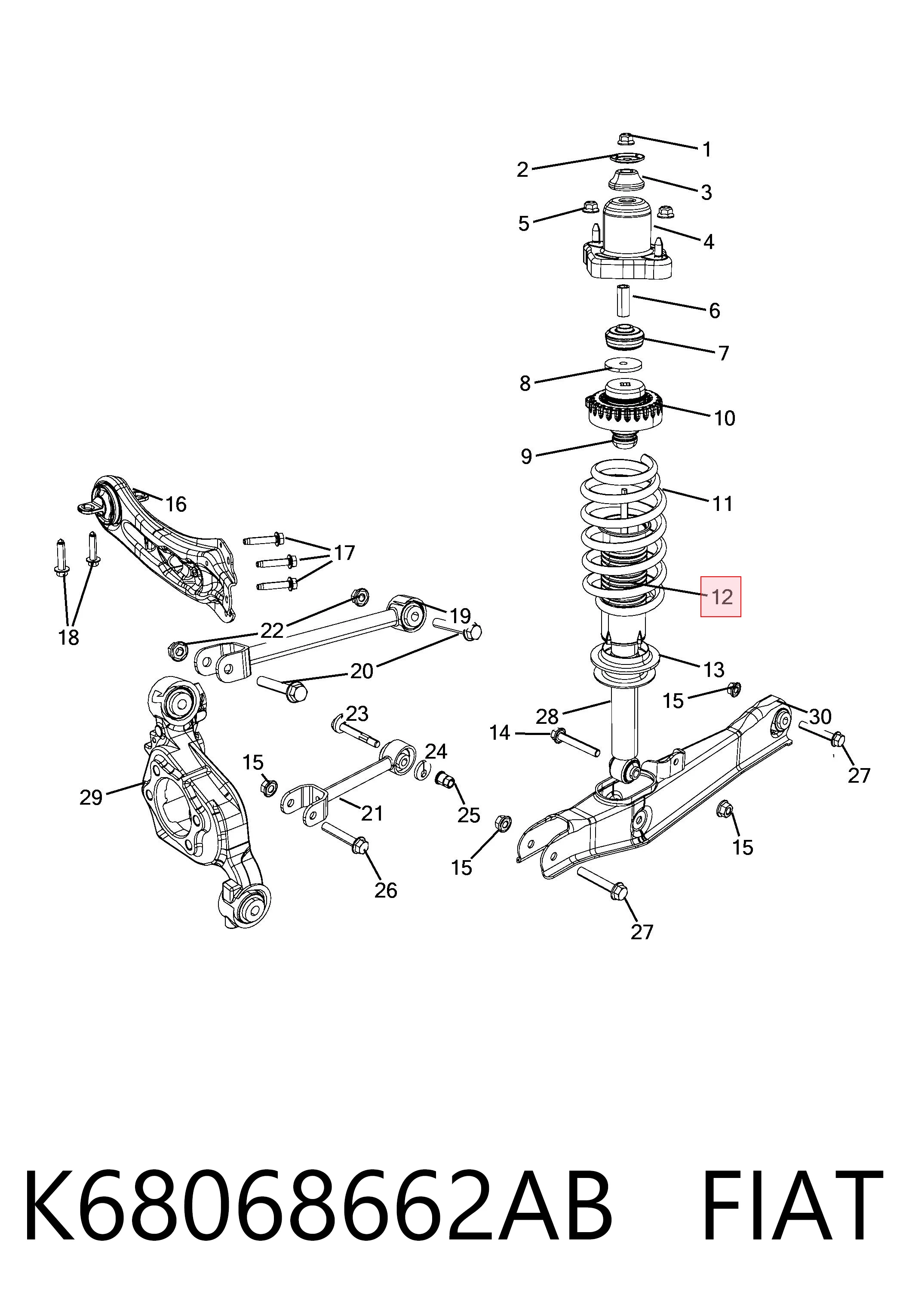 Guardapolvo del amortiguador trasero K68068662AB FIAT