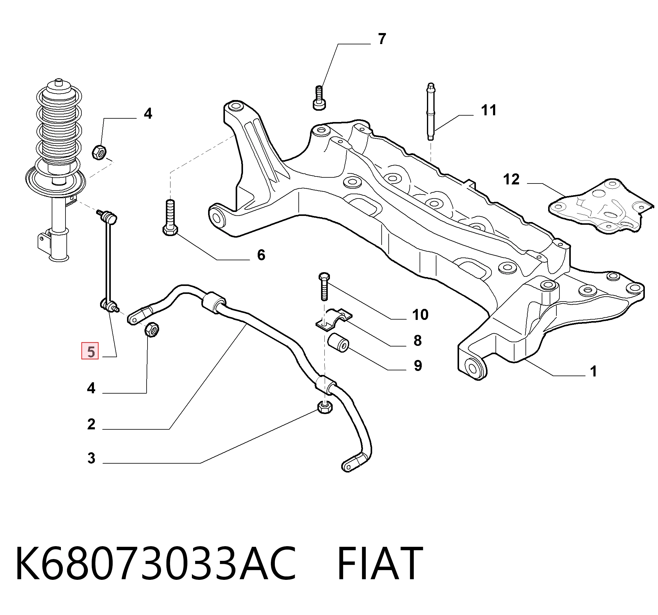 Bieleta estabilizadora delantera K68073033AC FIAT