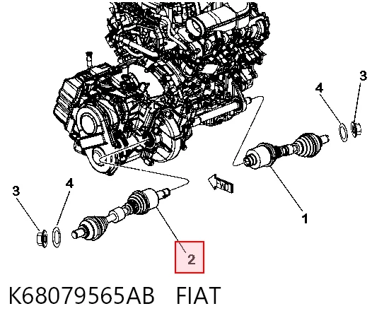 Semieje delantero izquierdo K68079565AB Chrysler