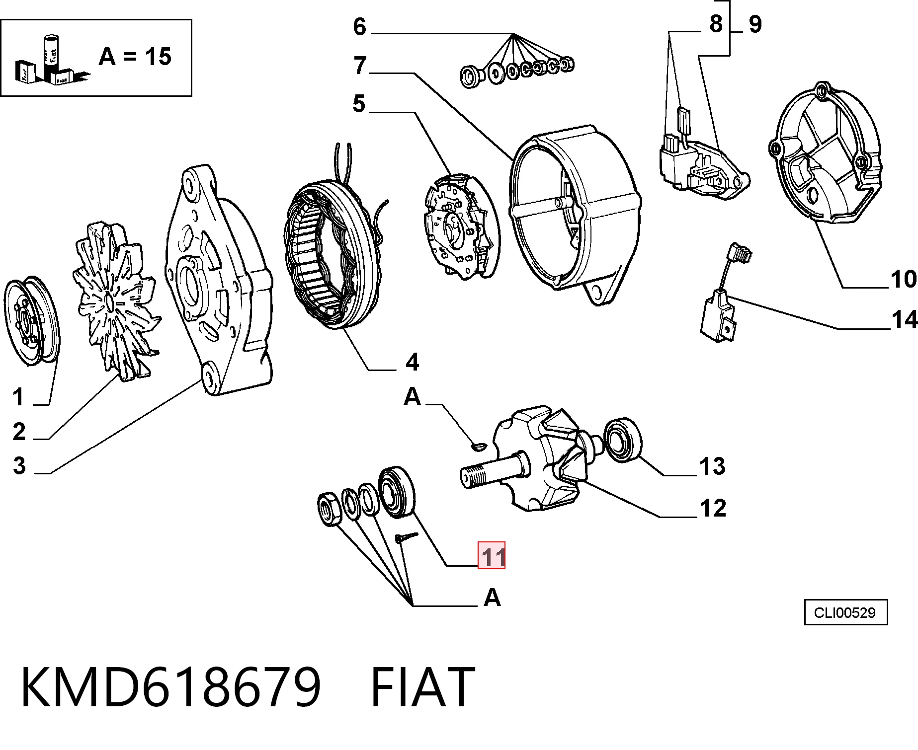 Rodamiento alternador para Fiat Stilo 192