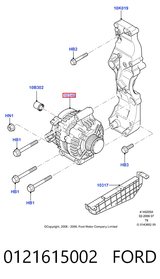 0121615002 Ford Alternador de coche