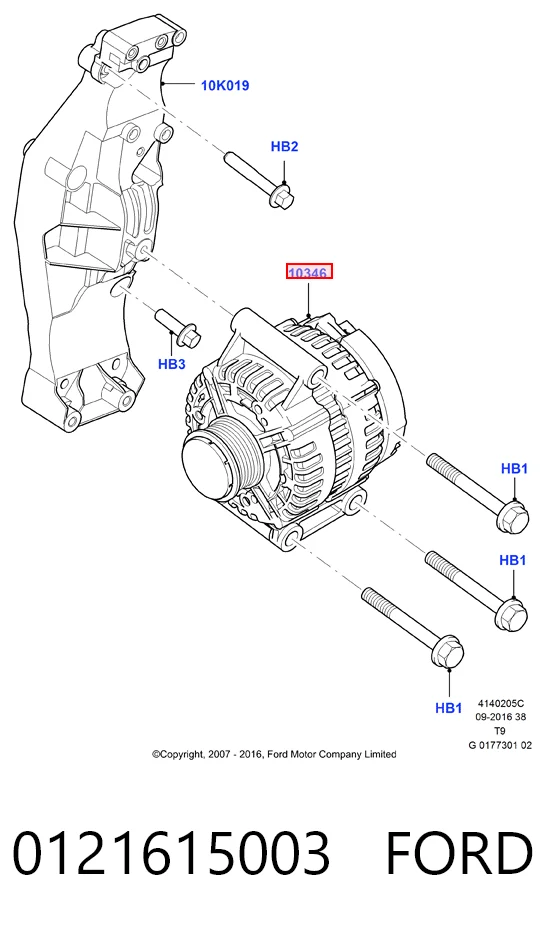 0121615003 Ford Alternador de coche