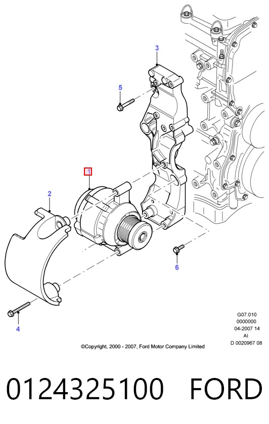 0124325100 Ford Alternador de coche
