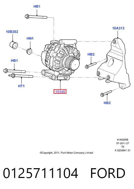 0125711104 Ford Alternador de coche