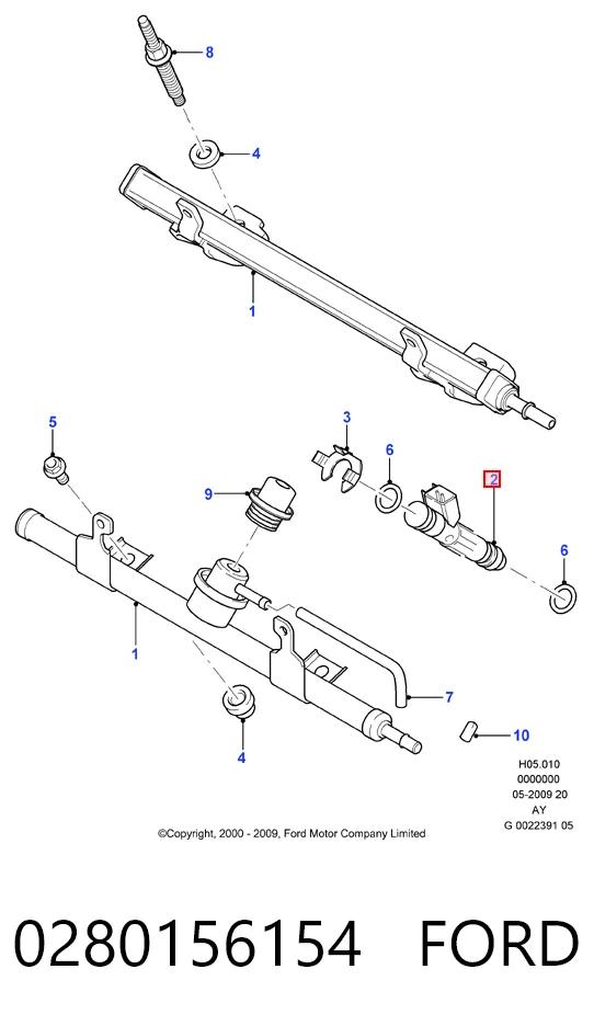 0280156154 Ford Inyector de combustible