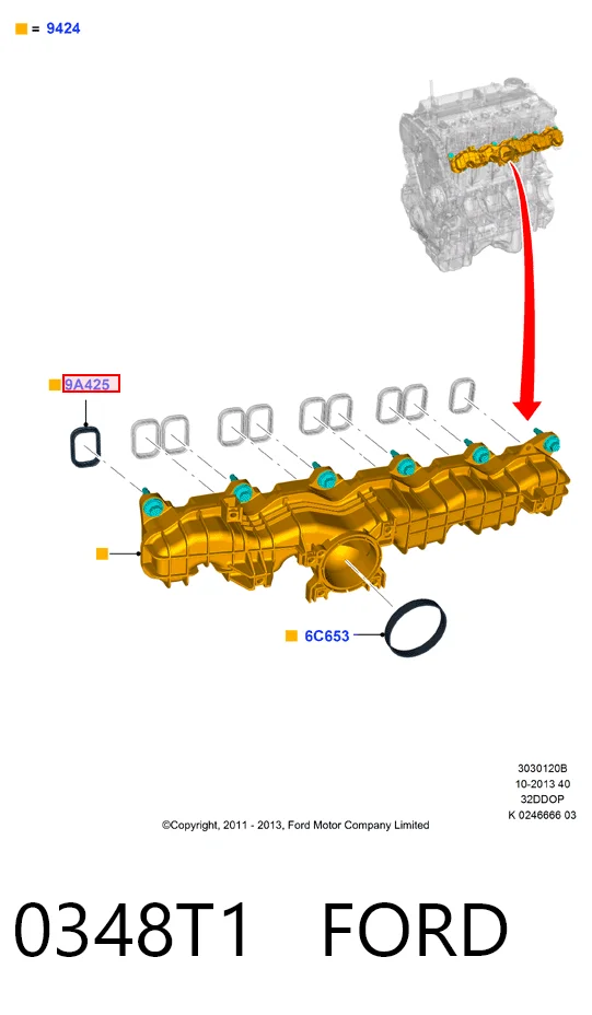  Junta de colector de admisión Ford Transit 5