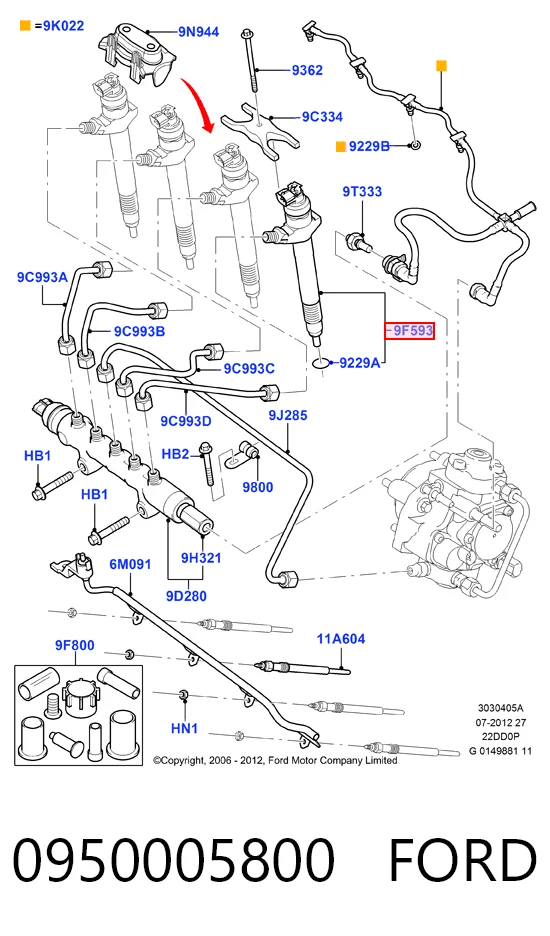 0950005800 Ford Inyector de combustible