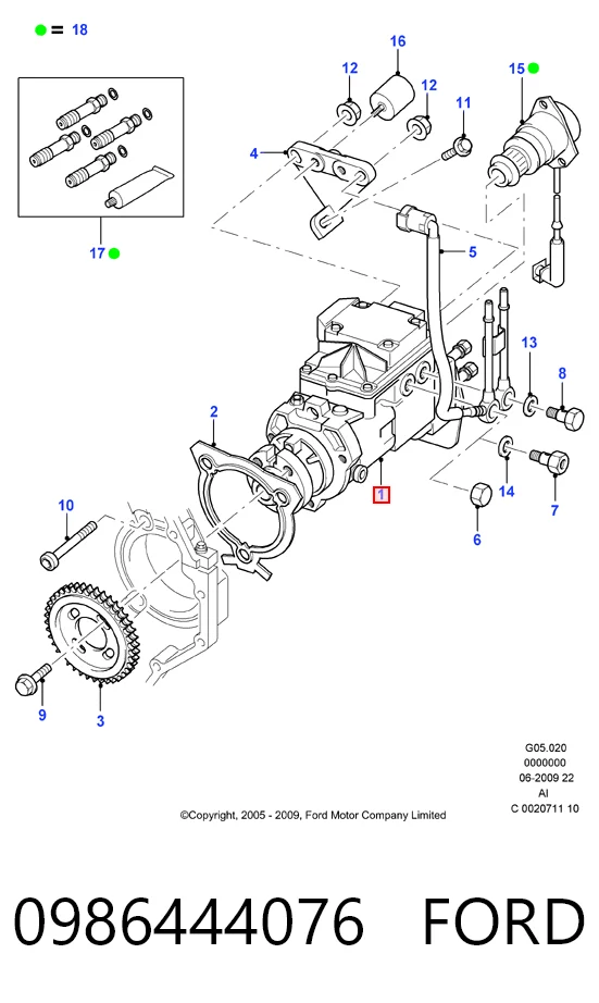 0986444076 Ford Bomba de inyección