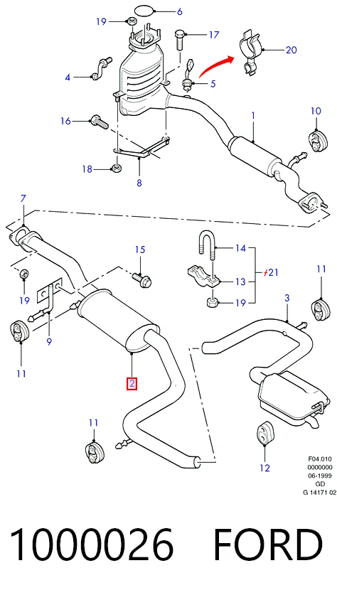 1000026 Ford Silenciador central