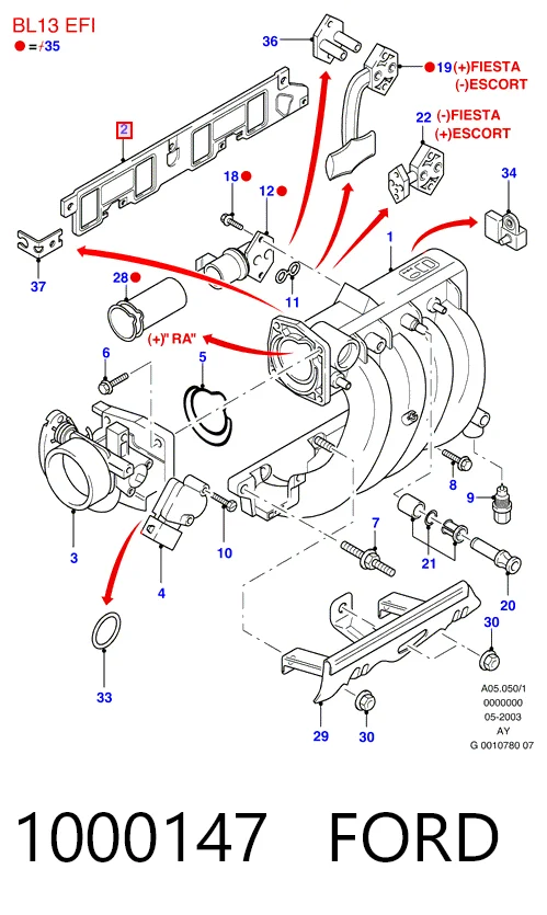 Junta de colector de admisión Ford Ka hatchback (RBT) (1996 - 2008) precio, desde 18,77 EUR