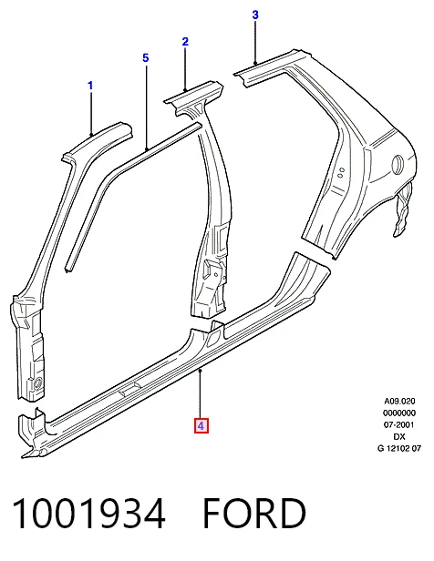 Comprar Umbral exterior derecho Ford Fiesta IV JAS, JBS a bajo precio