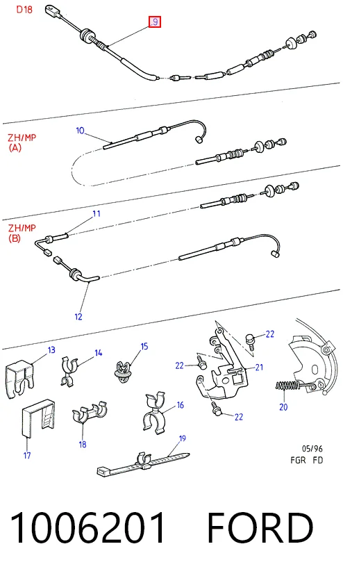  Cable del acelerador Ford Mondeo 1