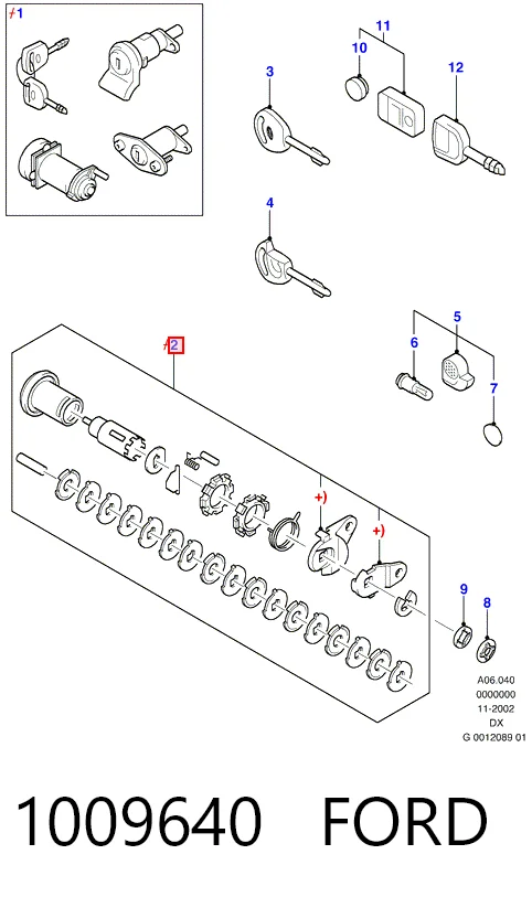 Cilindro de cerradura de encendido para Ford Ka  RBT