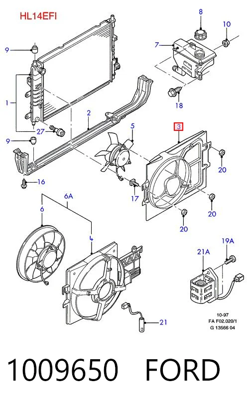 Electroventilador del motor para Ford Escort '95 AVL