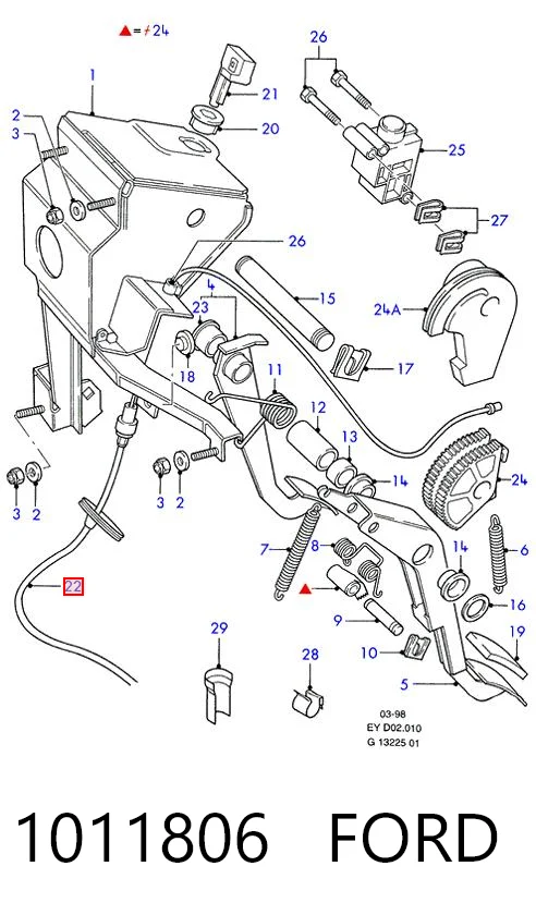 1011806 Ford Cable de accionamiento del embrague