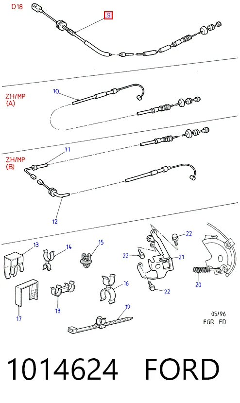 Cable Bowden Ford Mondeo I