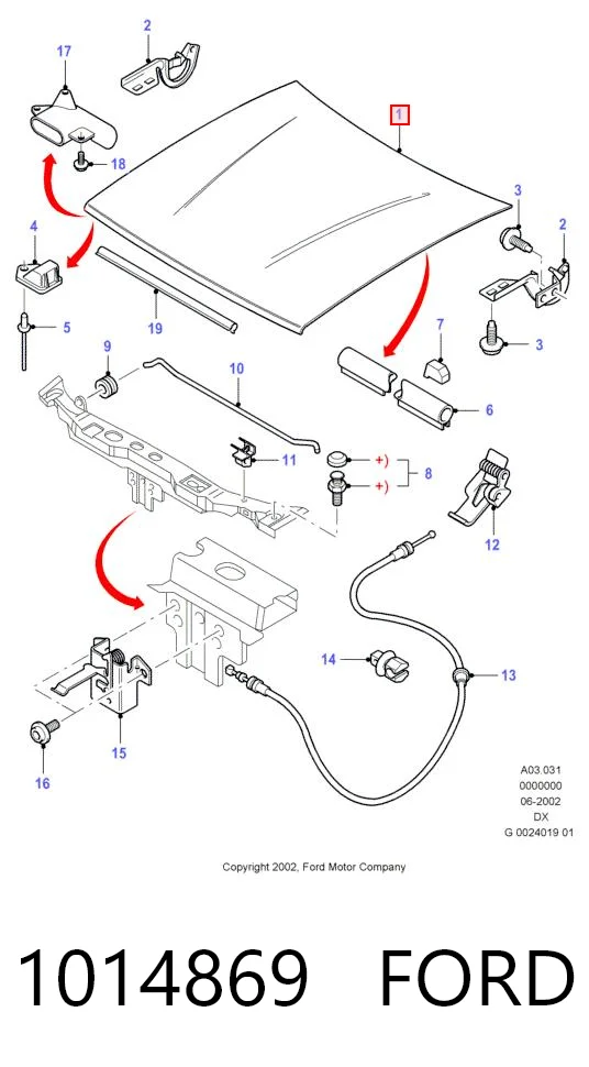 Capó delantero para Ford Fiesta COURIER J5S, J3S