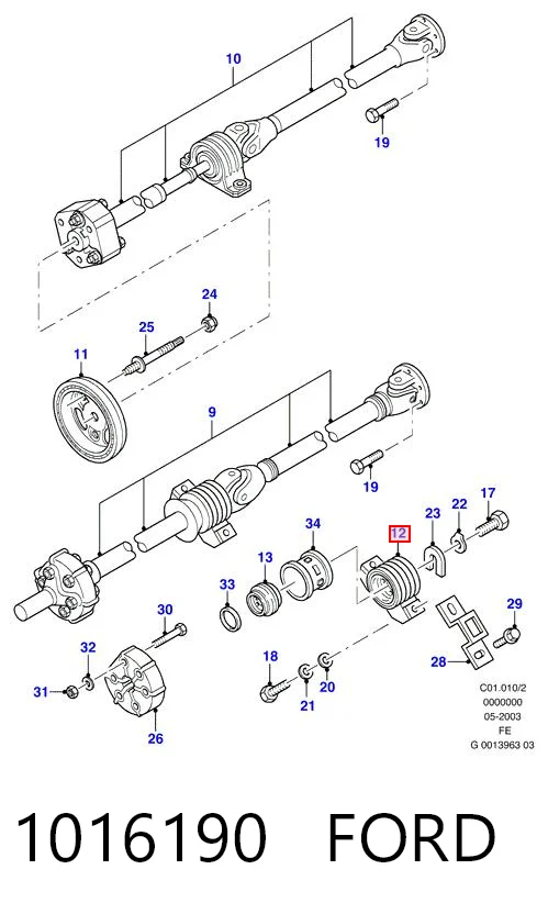 1016190 Ford Soporte central del eje de transmisión
