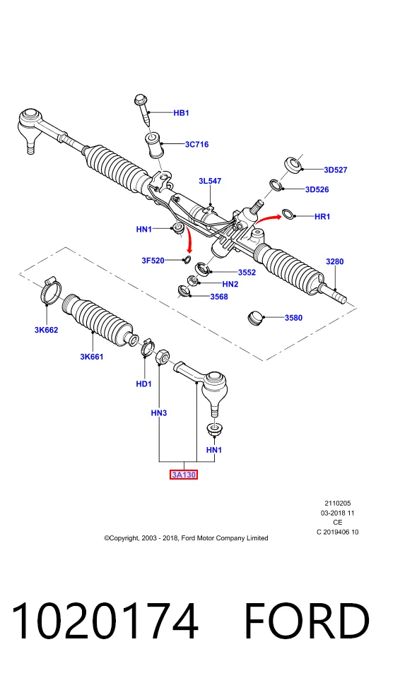 1020174 Ford Rótula de dirección