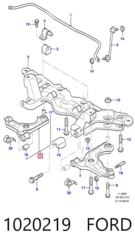 1020219 Ford Brazo inferior derecho de la suspensión delantera