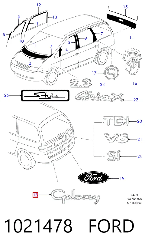 Emblema para Ford Galaxy WGR