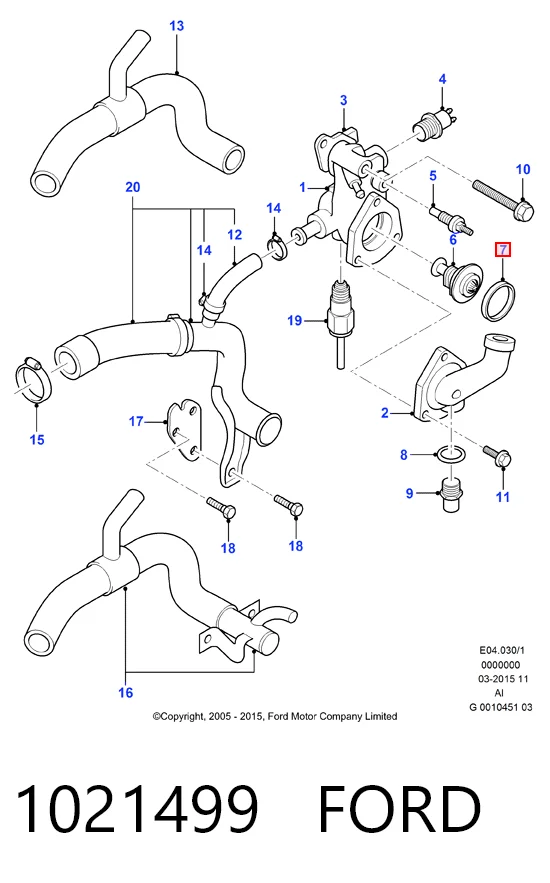 Junta de termostato para Ford Transit E