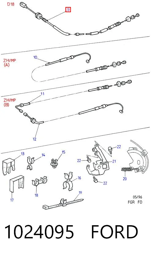 Cable del acelerador Ford Mondeo I hatchback (GBP) (1993 - 1996) precio, desde 19,69 EUR