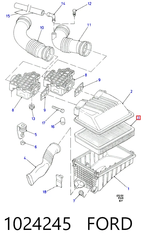 Filtro aire para Ford Sierra  (GBG, GB4)