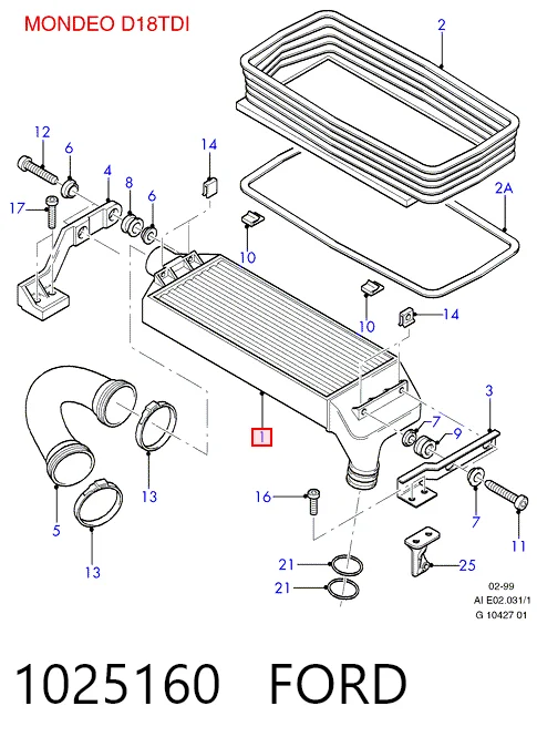 Radiador de intercooler para Ford Mondeo II BFP