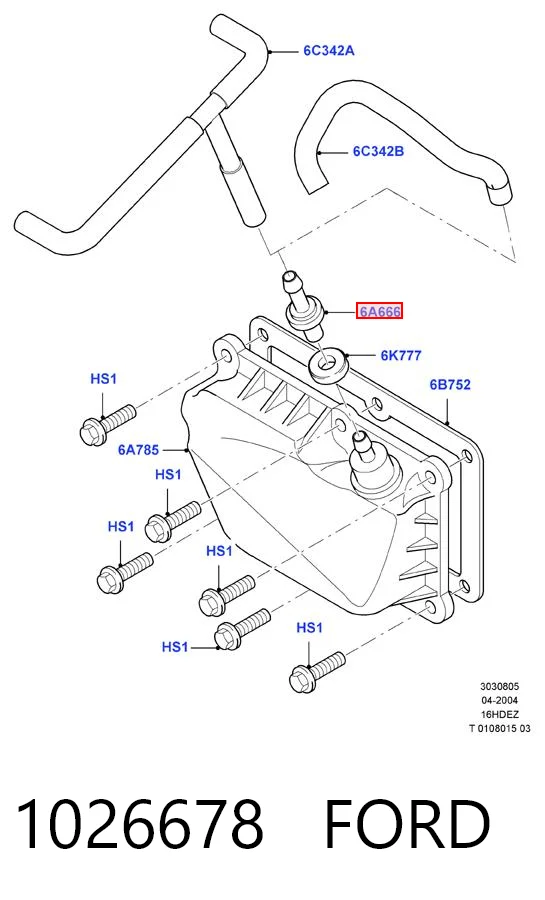 1026678 Ford Válvula de ventilación del cárter