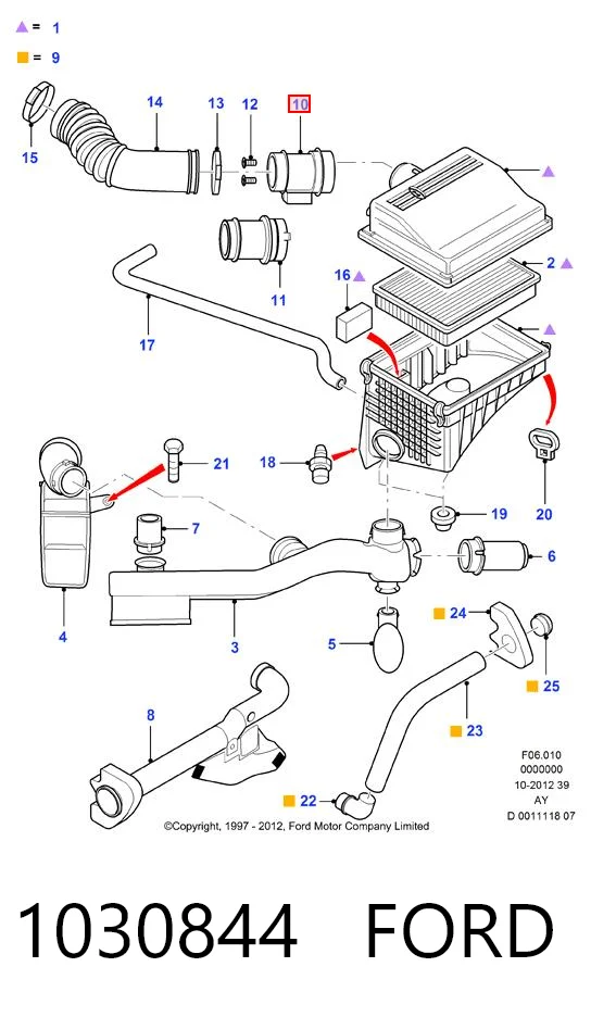 1030844 Ford Sensor de flujo de aire