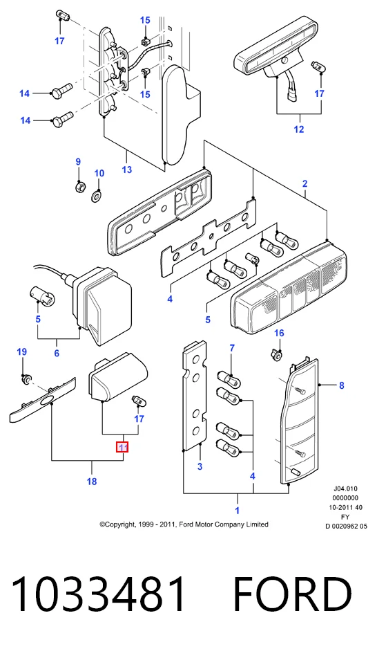 Lampara de matricula Ford Transit V furgoneta (V184/5) (2000 - 2006) precio, desde 11,06 EUR