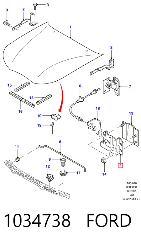 Cerradura de Capot para Ford Mondeo II BFP
