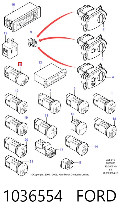 Interruptor warning Ford Transit  (V184/5)