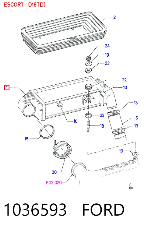 Radiador de aire de admisión Ford Mondeo II sedán (BFP) (1996 - 2000) precio, desde 46,46 EUR