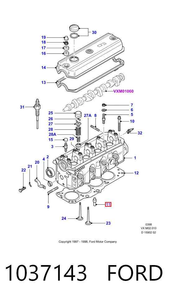 Guía de válvula de motor Skoda SuperB II