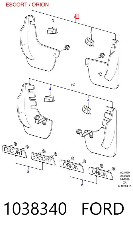 Guardabarros delanteros para Ford Escort GAL, AAL, ABL