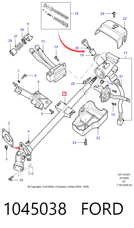 Columna de volante Ford Transit  (1994-2000)