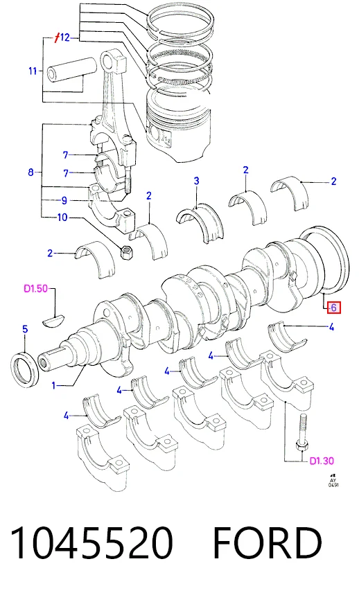 Anillo retén cigüeñal para Ford Taunus  GBTS, GBFS, CBTS